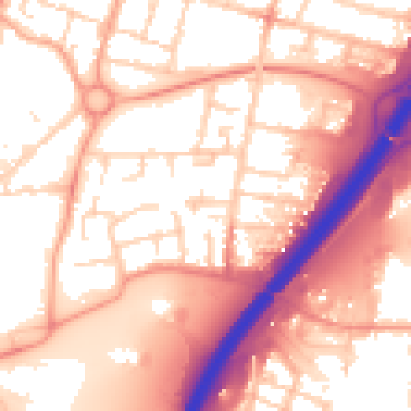 Daytime road noise heatmap for PE1 5BS