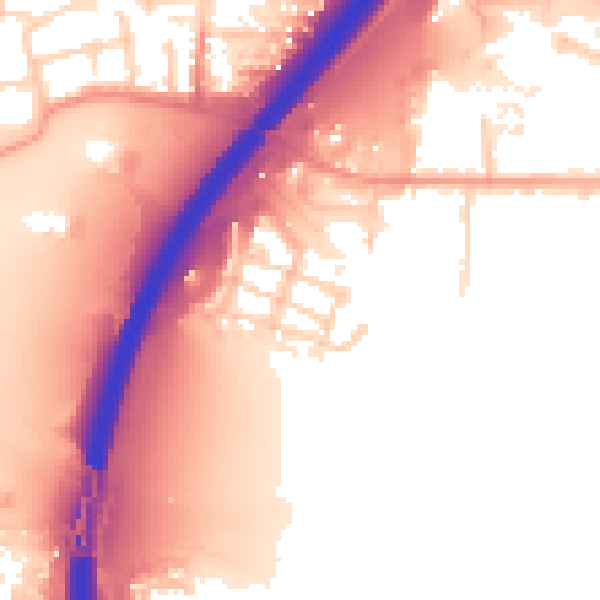 Daytime road noise heatmap for PE1 5BT
