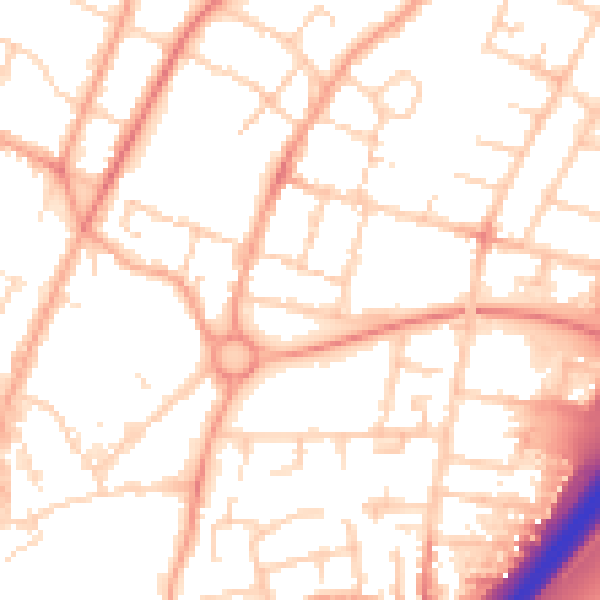 Daytime road noise heatmap for PE1 5EA