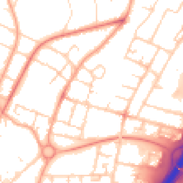 Daytime road noise heatmap for PE1 5EG
