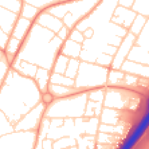 Daytime road noise heatmap for PE1 5EP