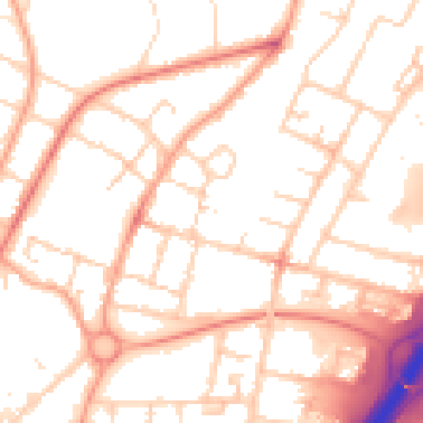 Daytime road noise heatmap for PE1 5EW