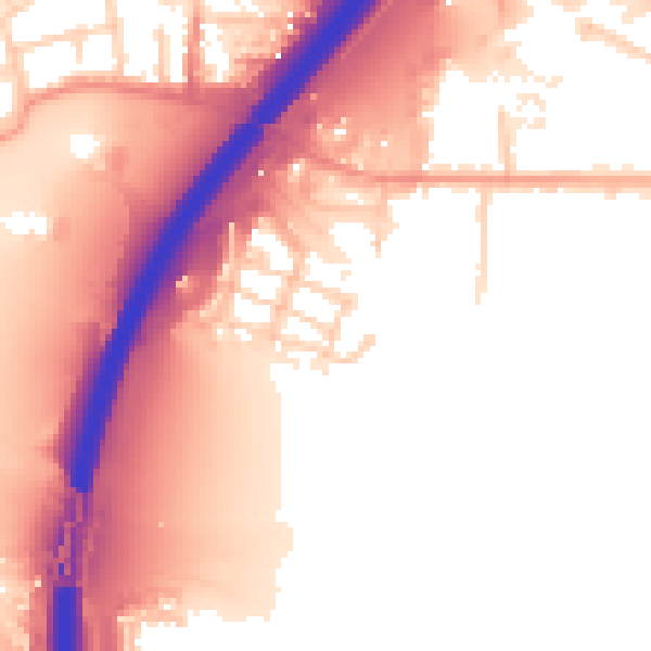 Daytime road noise heatmap for PE1 5FH