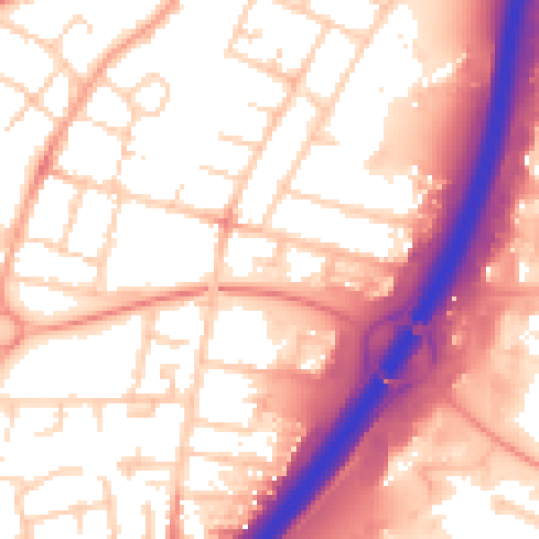 Daytime road noise heatmap for PE1 5HB