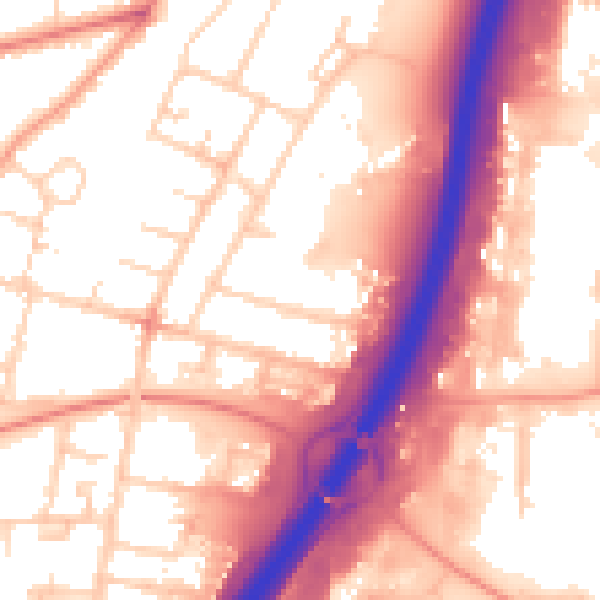 Daytime road noise heatmap for PE1 5JQ