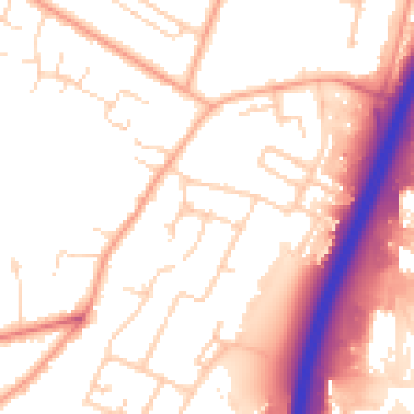 Daytime road noise heatmap for PE1 5LH