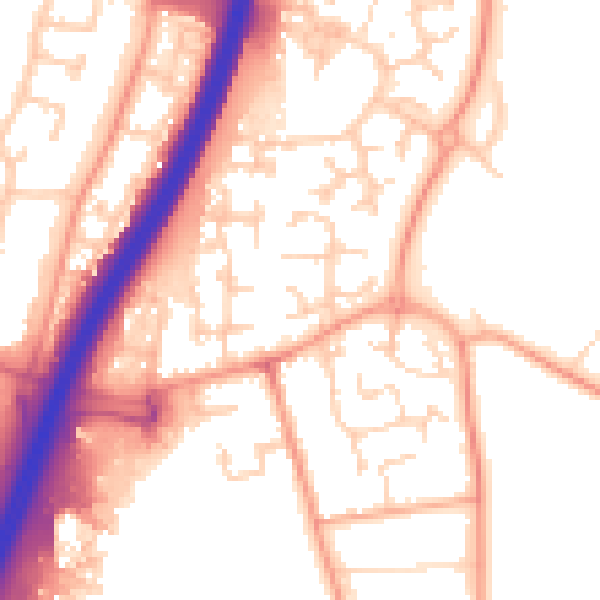 Daytime road noise heatmap for PE1 5NJ