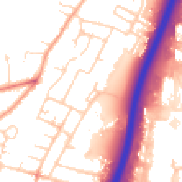 Daytime road noise heatmap for PE1 5PB