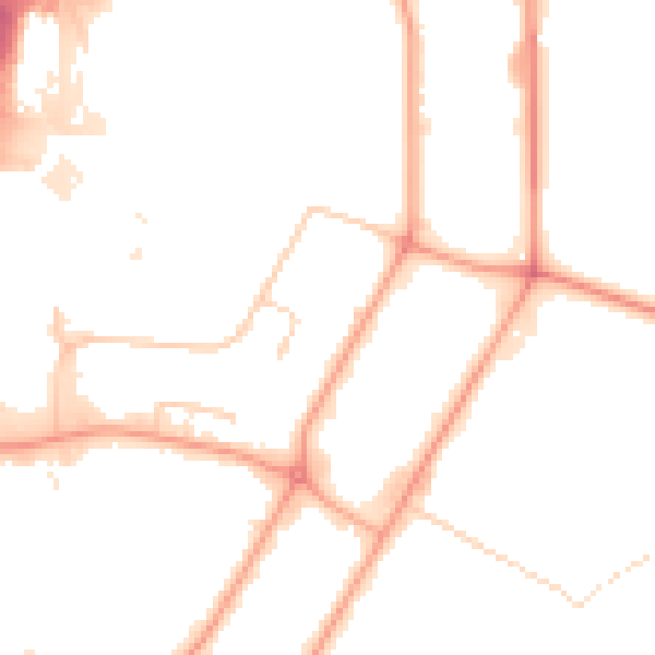 Daytime road noise heatmap for PE1 5PP