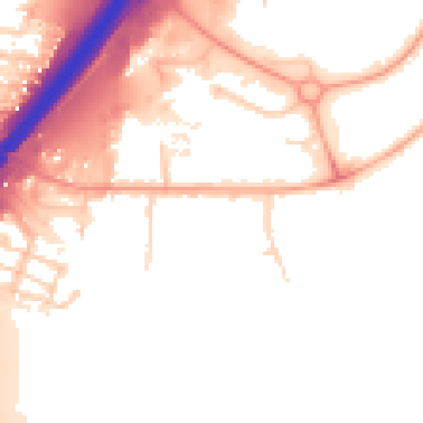 Daytime road noise heatmap for PE1 5QA