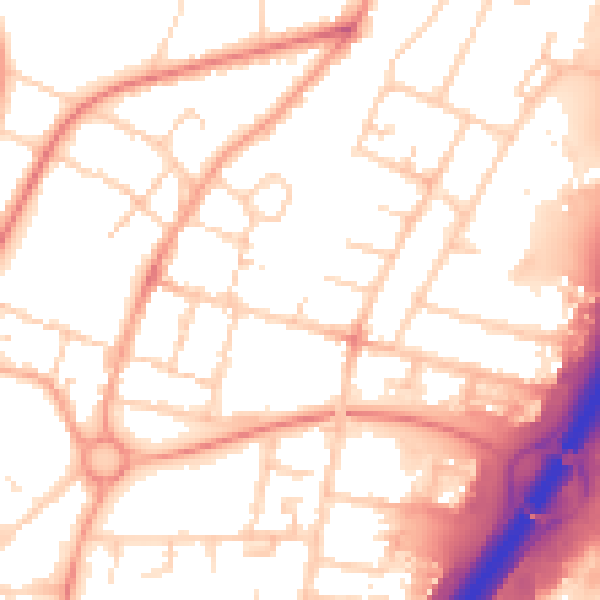 Daytime road noise heatmap for PE1 5TY
