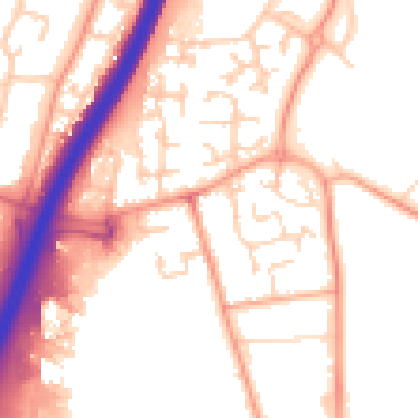 Daytime road noise heatmap for PE1 5YU