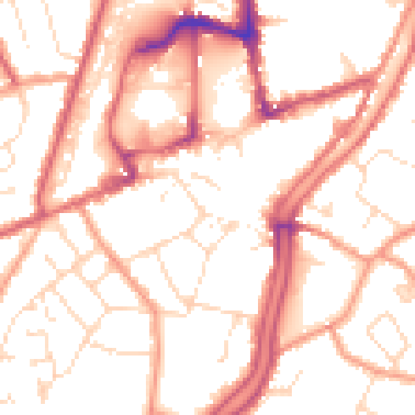 Daytime road noise heatmap for PE11 1AE
