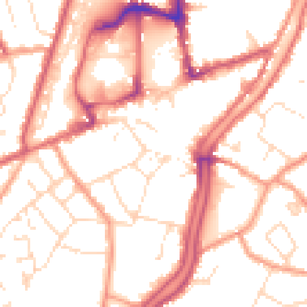 Daytime road noise heatmap for PE11 1AF