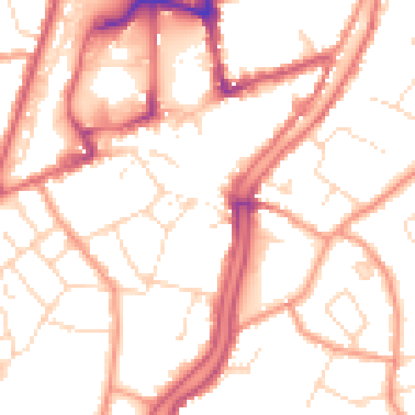 Daytime road noise heatmap for PE11 1AN