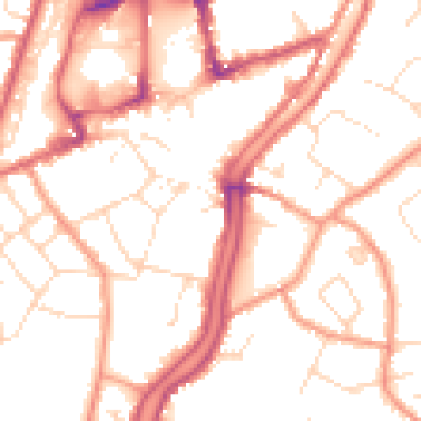 Daytime road noise heatmap for PE11 1AS