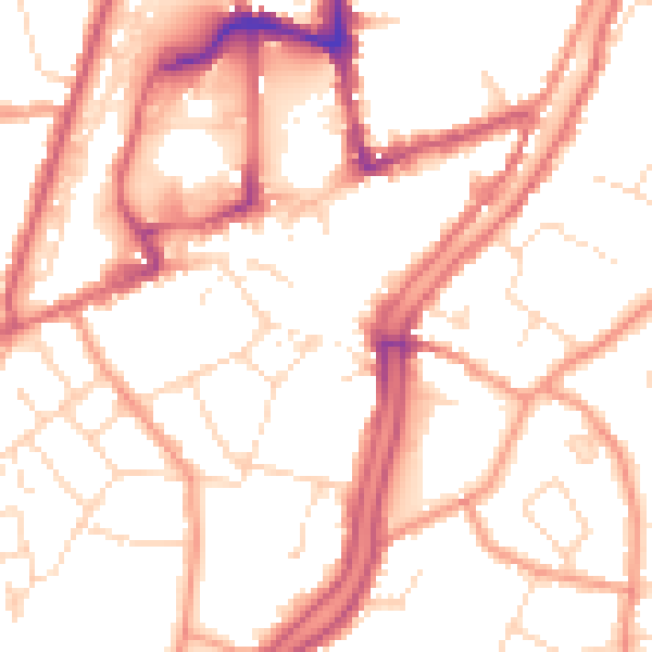 Daytime road noise heatmap for PE11 1AT