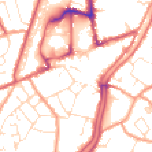 Daytime road noise heatmap for PE11 1AY