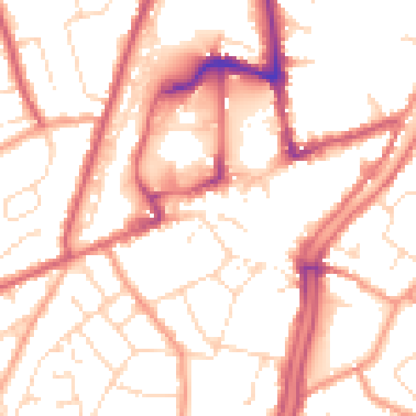 Daytime road noise heatmap for PE11 1BE