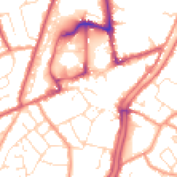 Daytime road noise heatmap for PE11 1BH
