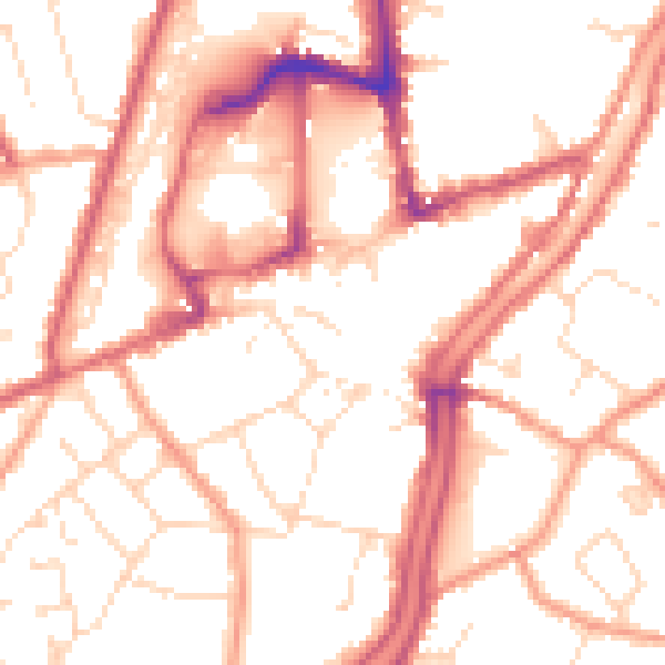 Daytime road noise heatmap for PE11 1BN