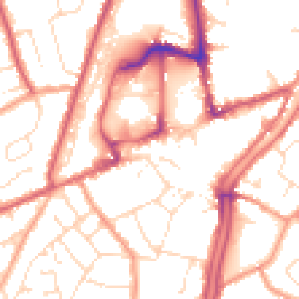 Daytime road noise heatmap for PE11 1BP