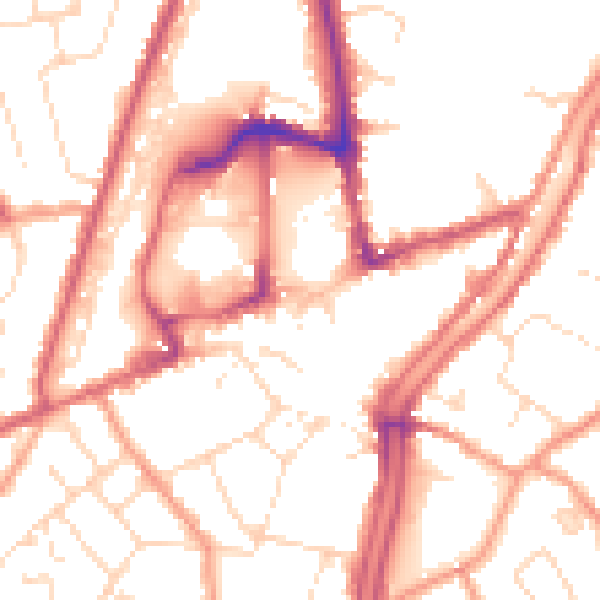 Daytime road noise heatmap for PE11 1BS