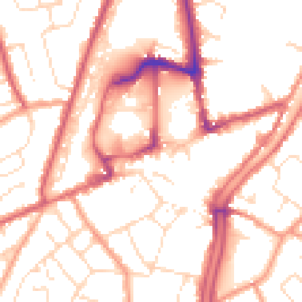 Daytime road noise heatmap for PE11 1BT