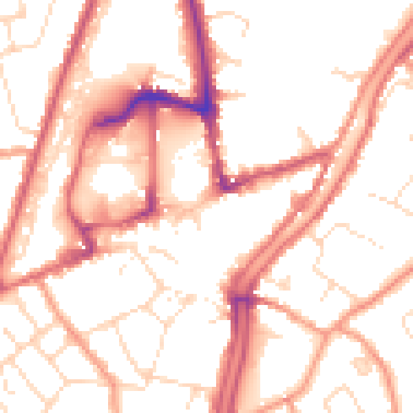 Daytime road noise heatmap for PE11 1DN
