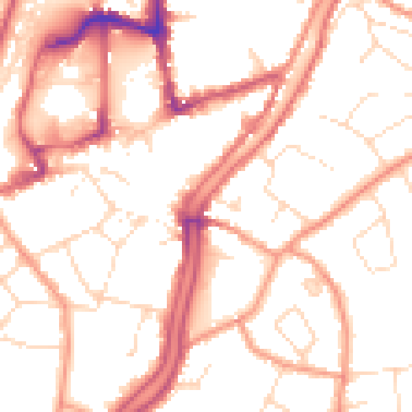 Daytime road noise heatmap for PE11 1DP