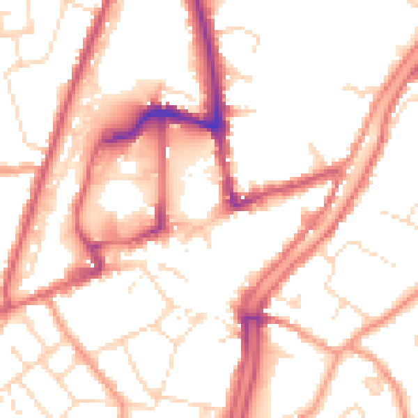 Daytime road noise heatmap for PE11 1DQ