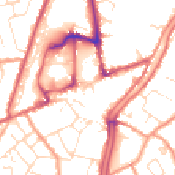 Daytime road noise heatmap for PE11 1DW