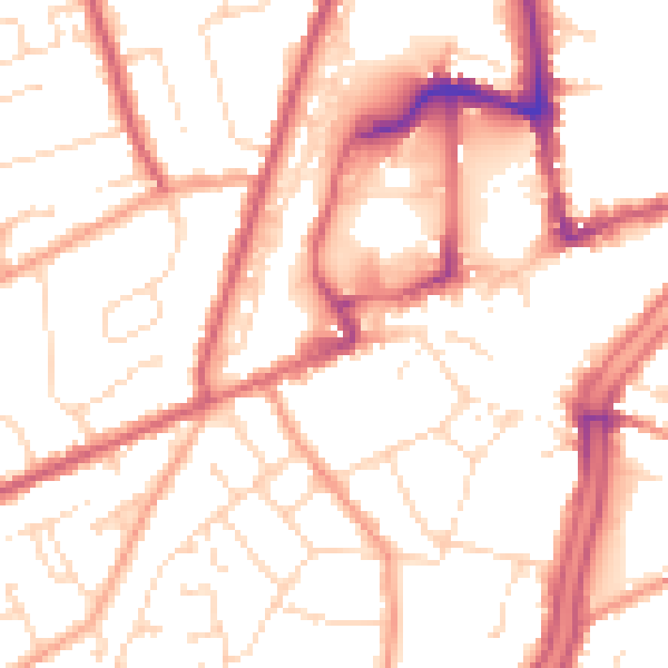 Daytime road noise heatmap for PE11 1DY