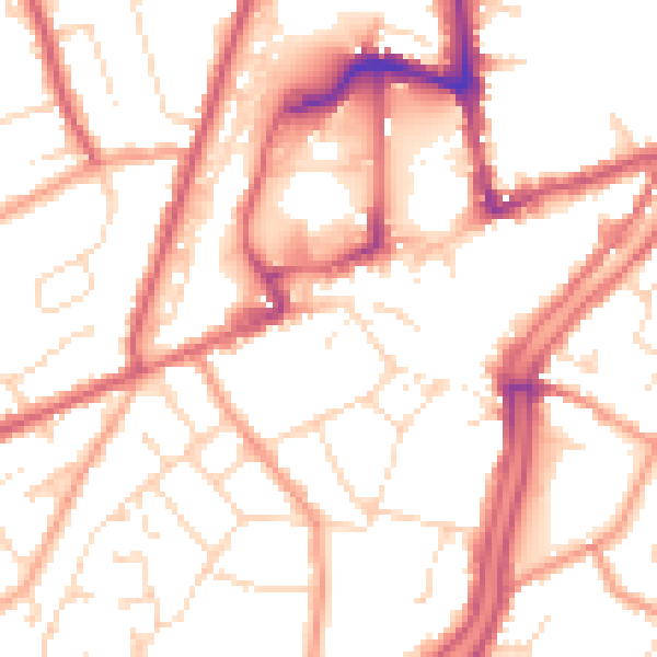 Daytime road noise heatmap for PE11 1EA
