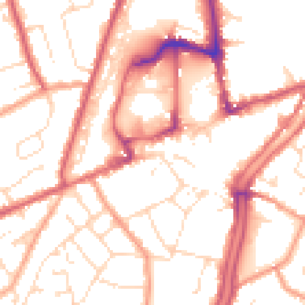 Daytime road noise heatmap for PE11 1EF