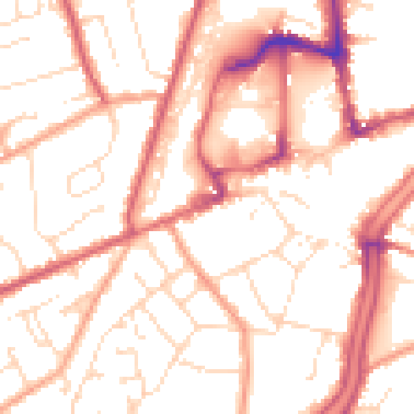 Daytime road noise heatmap for PE11 1EG