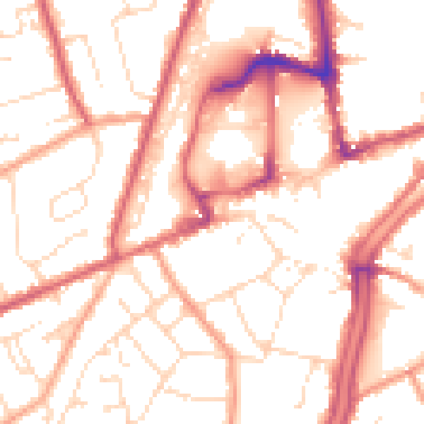 Daytime road noise heatmap for PE11 1EH