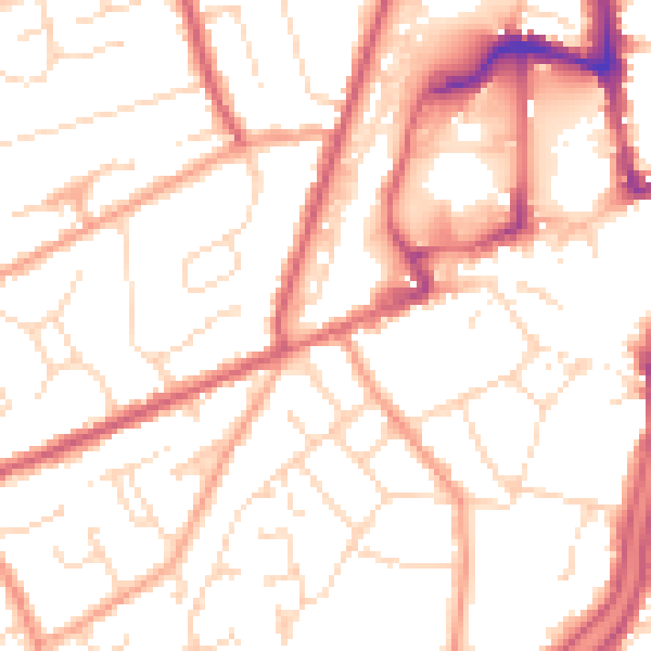 Daytime road noise heatmap for PE11 1EN