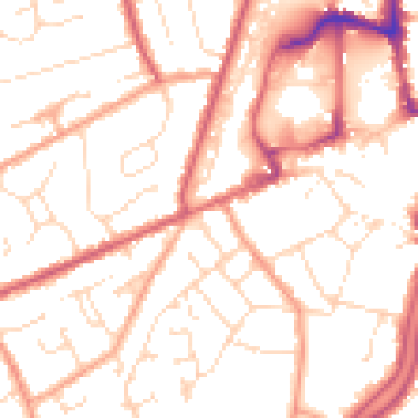 Daytime road noise heatmap for PE11 1EQ