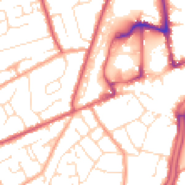 Daytime road noise heatmap for PE11 1ER