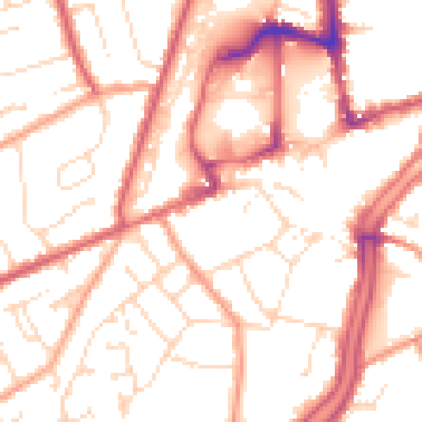 Daytime road noise heatmap for PE11 1EW
