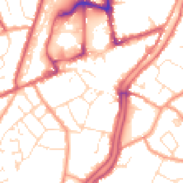 Daytime road noise heatmap for PE11 1FA