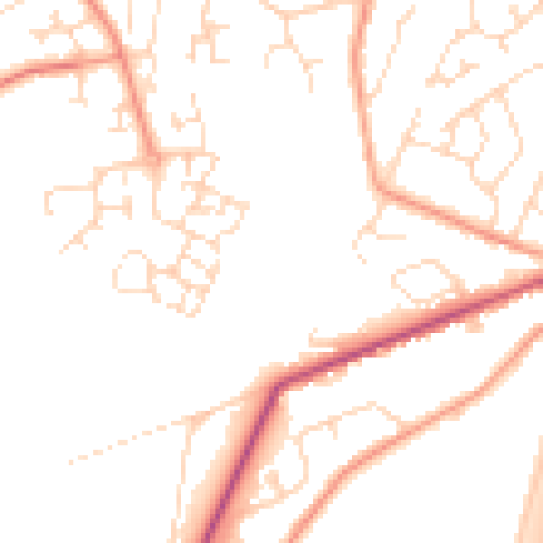 Daytime road noise heatmap for PE11 1FY