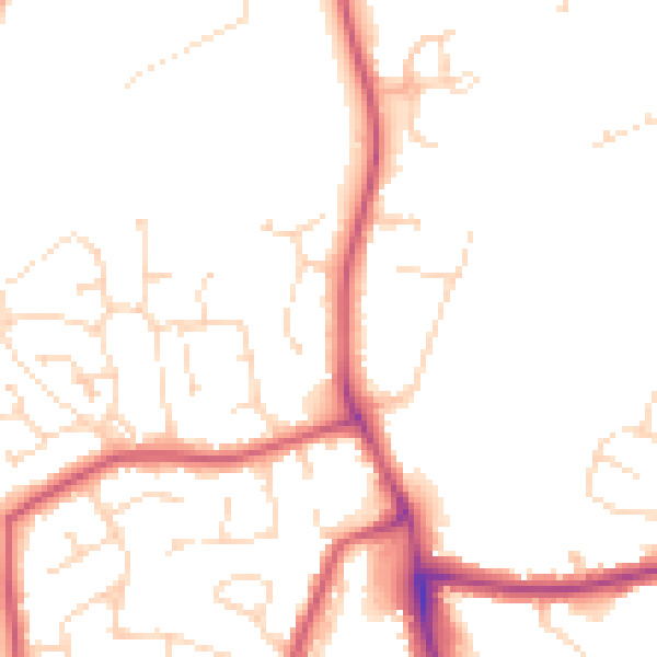 Daytime road noise heatmap for PE11 1GH