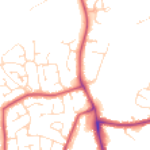 Daytime road noise heatmap for PE11 1GJ
