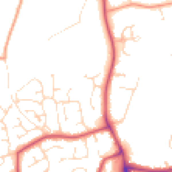Daytime road noise heatmap for PE11 1GL