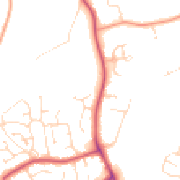 Daytime road noise heatmap for PE11 1GP