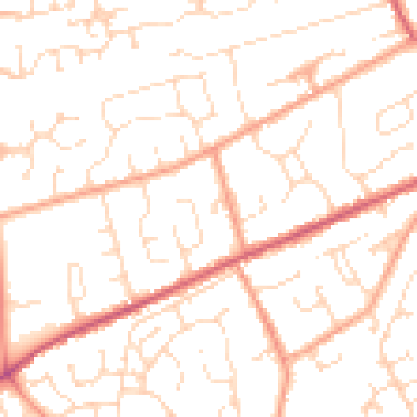 Daytime road noise heatmap for PE11 1LZ