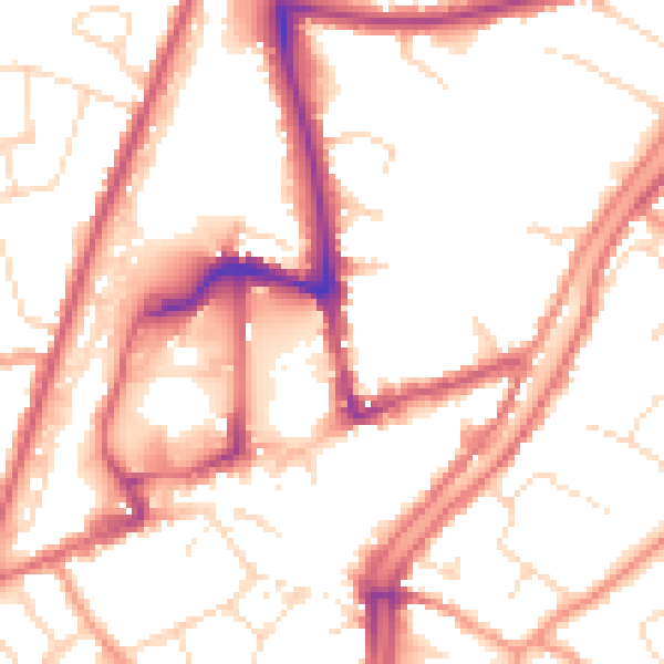 Daytime road noise heatmap for PE11 1QD