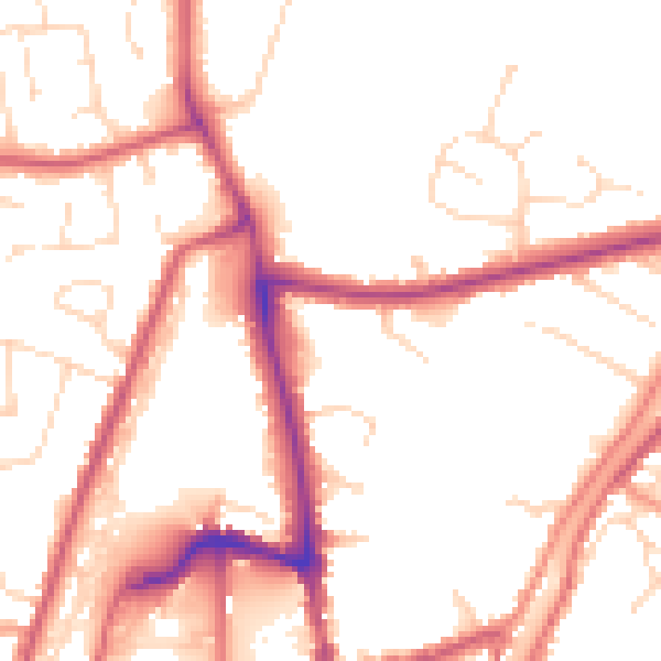 Daytime road noise heatmap for PE11 1QE